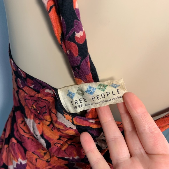 Free People Floral Tank Top - Red and Black - Picture 2 of 10